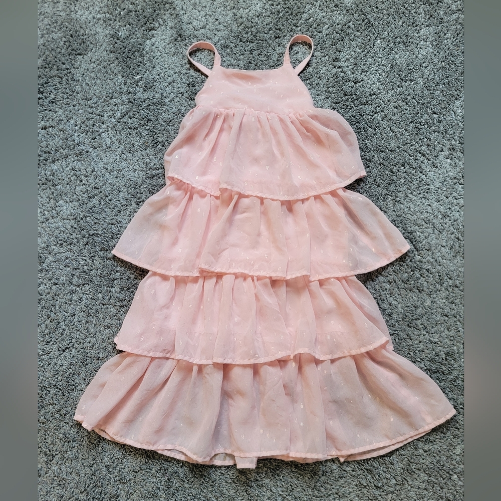 Cat & Jack Light Pink Dress Size 4T Tiered Maxi Dress Sheer Flowy